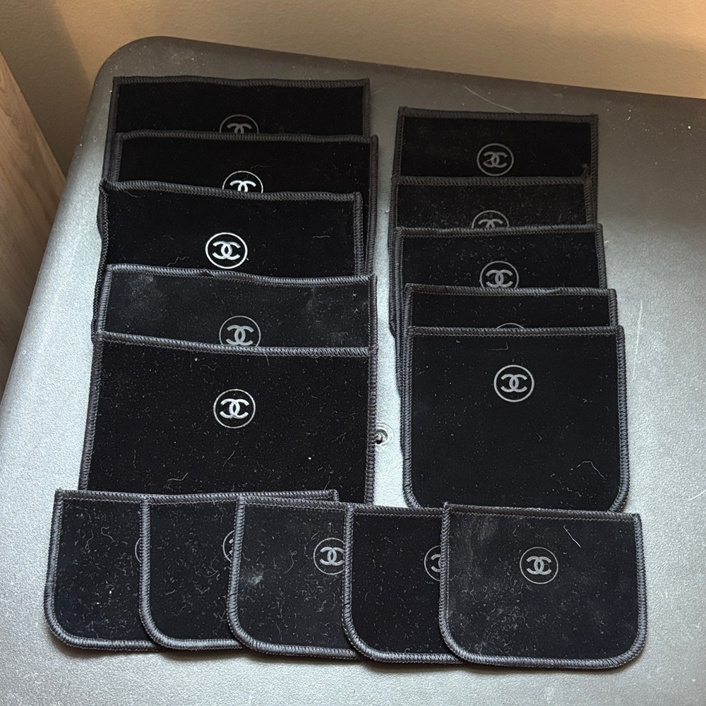 CHANEL Black Velvet Accessory Pouches